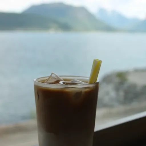 Iskaffe med fjordutsikt